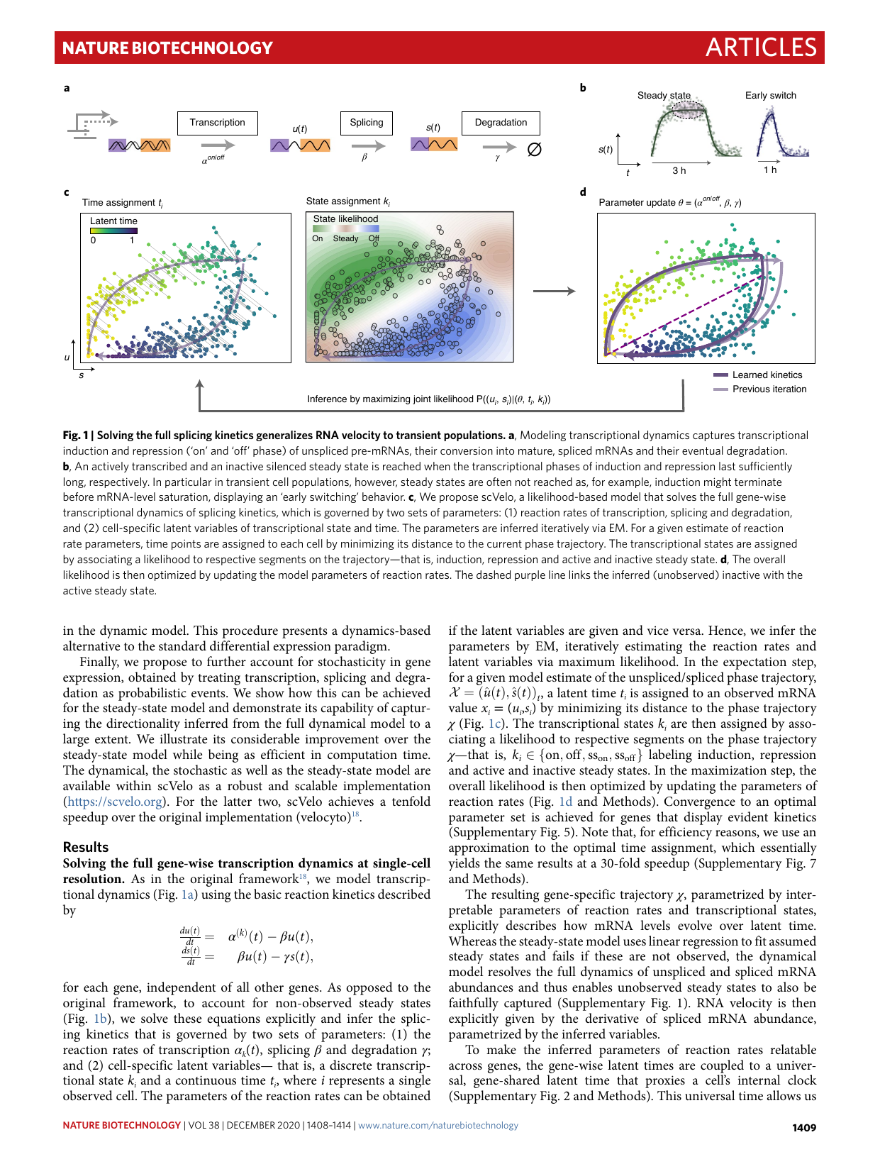 scVelo Fig 1 — dynamical model + latent time (EM)